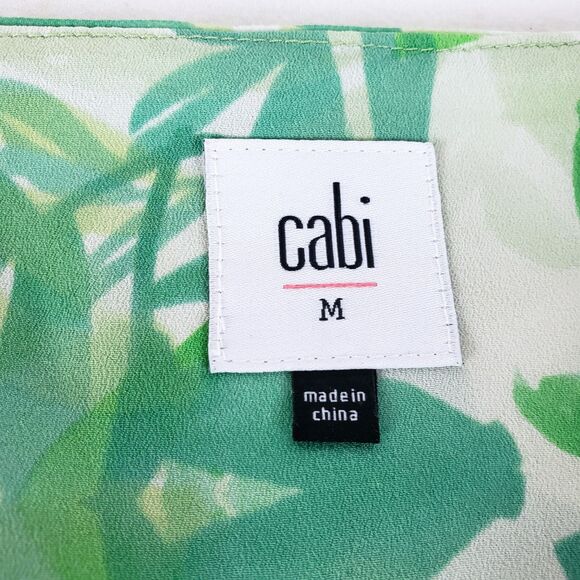 Cabi Tropical Slip Dress Womens M Green Resort Flounce Hem Chiffon Vacation - Picture 7 of 9